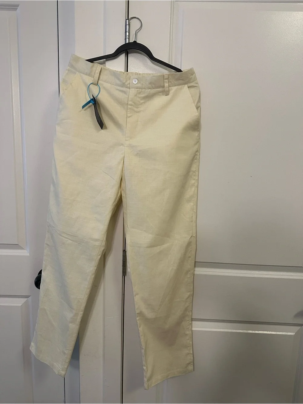 Men's Neutral Straight-Leg Chinos in Light Cream